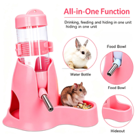 Botol Air Hamster 3 in 1 80ML dengan Tempat Makan dan Tempat Bersembunyi untuk Hamster Dwarf, Tikus, Landak