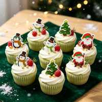 Décorations Comestibles en Sucre – Motifs Bonhomme de Neige et Sapin de Noël pour Desserts, Gâteaux et Pâtisseries ; 15 Pièces par Boîte, Embellissements DIY