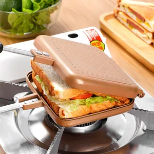 Mode Cuisson Oeufs Frits Fonte Lron Double face Toast Restaurant Sandwich Die Poêle À Frire Cuisson Du Pain