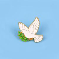 En gros, épingles en métal de dessin animé, badges en alliage minimalistes à motif colombe blanche, et broches amusantes et mignonnes en forme d'oiseau pour la paix et l'amour