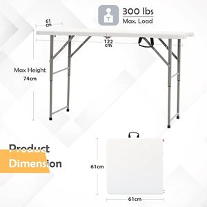 Hot Sale 6ft 180cm in Half Outdoor Events Wedding Rectangular White HDPE Picnic Dining Plastic Folding <b>Table</b> - Product Image 5