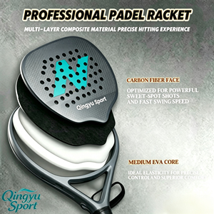 QINGYU SPORT Raquette de <span class=keywords><strong>Padel</strong></span> Professionnelle Simple en Fibre de Carbone 3K avec Noyau EVA Personnalisé Blanc Noir Portable Marque en Stock - Product Image 2