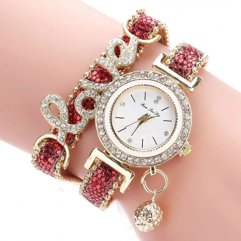 Montre-Bracelet exquis pour femmes, montre à Quartz, avec pendentif d'amour, diamant, à la mode, cadeaux, ensemble, Top vente, collection