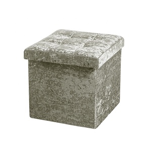 Custom Crushed Velvet Fabric Upholstered Foldable <strong>Storage</strong> Ottoman Sofa Chair Back Folding <strong>Stool</strong> for Kitchen and <strong>Bathroom</strong> Use - Product Image 4