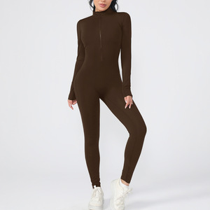 Monos y enterizos de nailon de manga larga con cremallera frontal para mujer 2026, de una pieza, para gimnasio, fitness, entrenamiento, yoga, ajustados - Product Image 4