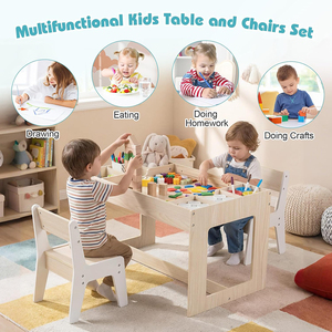Mesa <span class=keywords><strong>de</strong></span> Actividades <span class=keywords><strong>de</strong></span> Madera Resistente para Niños, Juego <span class=keywords><strong>de</strong></span> Mesa y Sillas para Niños con Tablero Extraíble <span class=keywords><strong>de</strong></span> Doble Cara - Product Image 6