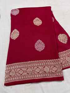 ผ้าส่าหรีมังก้าคัตฮวันแท้ งานฝีมือลายดั้งเดิม เนื้อผ้าเรียบ น้ำหนักเบา สวยสง่า เหมาะสำหรับงานปาร์ตี้ - Product Image 2