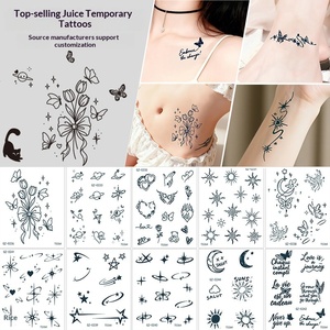 Lot de 10 autocollants de <span class=keywords><strong>tatouage</strong></span> temporaire personnalisés en papier, imprimés par transfert d'eau, 3D, petits, frais, noirs, pour visage et corps, tatouages tendance - Product Image 3