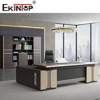 Ekintop Bureau de Direction Moderne en Bois en Forme de L, Mobilier de Bureau Exécutif de Luxe, Table de Travail de Gestionnaire, Bureau de Coin de PDG