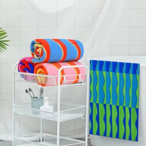 Serviette de plage <span class=keywords><strong>en</strong></span> jacquard de coton avec velours sur le devant - Douce, super absorbante, séchage rapide pour la piscine et les <span class=keywords><strong>vacances</strong></span> - Product Image 3