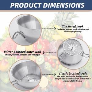 Utensilios de Cocina, Batidora de Alimentos, Rallador de Mermelada, Triturador de Patatas, Molinillo de Alimentos Manual Giratorio de Acero Inoxidable Duradero con 3 Discos de Molienda - Product Image 4
