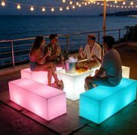 Chaises Lumineuses de Location, Chaises de Bar de Plage, Ensembles de Mobilier Solaire d'Extérieur, Tabourets LED Éclairés à Couleurs Changeantes et Étanche pour Événements