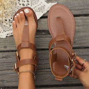 2026 Summer New Korean Style Low Heel Clip Toe Roman <b>Sandals</b> Women Fashion Comfortable Belt Buckle <b>Flat</b> High Top Shoes - Product Image 2