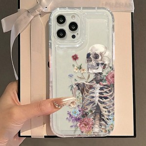Nuova <span class=keywords><strong>Cover</strong></span> per <span class=keywords><strong>iPhone</strong></span> 17 16 15 14 Pro Max con Stampa Floreale Colorata a Margherita e Peonia, Design Scheletro Artistico, <span class=keywords><strong>Trasparente</strong></span> con Foro Grande, Collezione 2025 - Product Image 3