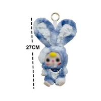 Poupée Oreille de Lapin Mobile à Cinq Articulations en Vinyle de 10 Pouces avec Porte-clés et Cartes de Poupée