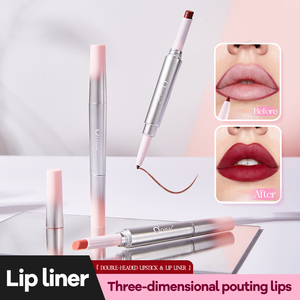 O'CHEAL Rouge à lèvres double embout 2-en-1 et crayon à lèvres 6 couleurs, fini mat velours, longue tenue, waterproof, végétalien, effet repulpant 3D pour les lèvres - Product Image 2