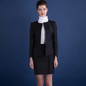 Uniformes de service d'air de couleur noire, uniforme de personnel d'hôtel pour femmes