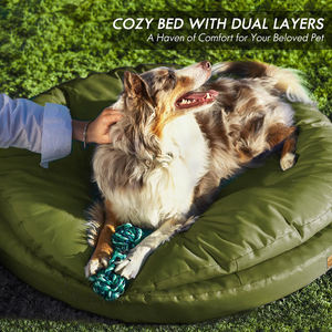 Cama de diseño para perros tamaño <span class=keywords><strong>King</strong></span>, espuma viscoelástica ortopédica de doble capa, esterilla redonda Circular impermeable, cama ortopédica grande para perros - Product Image 2