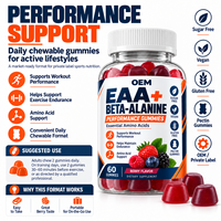 Gummies EAA Bêta-alanine Clean Label sans sucre, véganes, sans gluten pour un style de vie actif, usage pré-entraînement, approvisionnement en marque blanche
