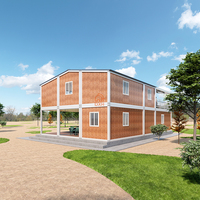 Maisons préfabriquées de haute qualité à l'épreuve des ouragans 2 chambres 2 salles de bain maisons préfabriquées à deux étages 3 en 1 avec toit en tuiles inclinées