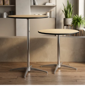 Modern Round Wooden 2-Seater Cocktail <b>Table</b> for Home <b>Bar</b> and Outdoor Use - Product Image 6