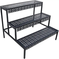 Échelle à fleurs rectangulaire Pots à fleurs Présentoir pour plantes d'intérieur d'extérieur Support pour plantes en métal à 3 niveaux