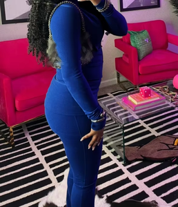 2024 autunno inverno da donna in <span class=keywords><strong>velluto</strong></span> aderente in 2 pezzi <span class=keywords><strong>con</strong></span> top corti a vita alta <span class=keywords><strong>pantaloni</strong></span> a zampolla <span class=keywords><strong>con</strong></span> Zip abito Casual a lunghezza corta - Product Image 3