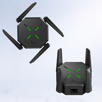 AC1200 Pengulang WiFi Nirkabel Perluas Jangkauan WiFi 5GHz 2.4GHz Dual Band dengan 4 Antena Lipat Mode WPS Port LAN