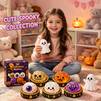 Ensemble de jouets à presser en maltose personnalisés pour Halloween, comprenant des jouets extensibles en gelée (citrouille, fantôme, œil), jouets anti-stress et objets fantaisie pour fêtes