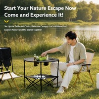 Table de camping ronde avec plateau et 4 porte-gobelets, table pliante pour le camping, le pique-nique, la plage, le jardin, la terrasse, la pêche, les voyages
