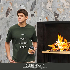 T-shirt pour homme en coton 100% à manches courtes, design de logo personnalisé, blanc, anti-rides, écologique - Product Image 2