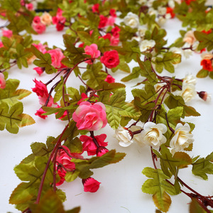 Artificial Rose Vines 48-Head Tea Rose Rattan Wall Hanging For <b>Ceiling</b> And Air Conditioner Pipe Decoration - Product Image 2