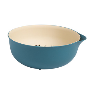 Double Layer Plastic <b>Colander</b> Vegetable Washing Basket Kitchen Drain Basin Fruit <b>Strainer</b> Nordic Style Light Blue Dark Green - Product Image 4