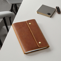 Funda Protectora para Cuaderno de Cuero Genuino Vintage Personalizada, Funda Magnética para Libro A5, Funda Protectora con Hebilla Triple para Cuaderno
