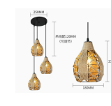 Lampe suspendue en chanvre décoratif, support de lampe suspendue, lampe suspendue en fer forgé de style industriel pour salon, lustres vintage