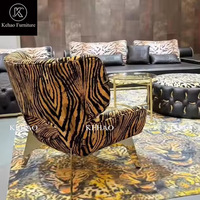 Fauteuil individuel de loisirs en tissu de luxe léger de style italien, design moderne pour salon, fauteuil à dossier, fauteuil de loisirs à imprimé léopard pour villa