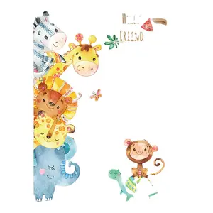 Cartoon Elephant Lion Monkey Animals Wall Stickers for Bedroom Kids Baby Room Home Decoration Wall Decal