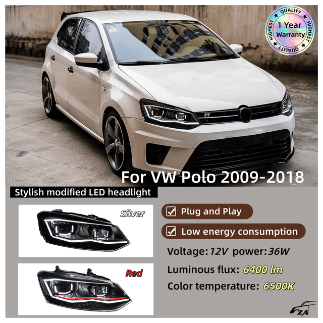 High Quality New Auto LED Headlight Assembly for VW Polo 2009-2018 Modified LED Lens DRL Sequential Turn Signal