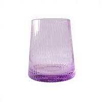 Verres à vin rouge et blanc côtelés à rayures verticales vintage colorées, série à rayures verticales, tasses à dessert et verres à eau