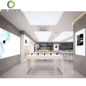 Design d'intérieur de boutique de téléphonie haut de gamme, vitrine moderne pour téléphones portables intelligents avec présentoir mural en bois et éclairage LED - Product Image 4
