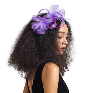 Diskon besar aksesori rambut pita bunga bulu pada ikat kepala dan klip aksesori kepala pesta teh topi pesona Aksesori Wanita - Product Image 4