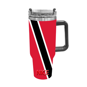 Gobelet isotherme en acier inoxydable de 40 oz avec poignée, motif drapeau personnalisé de Sainte-Lucie, double paroi sous vide pour pique-niques en extérieur et rassemblements de fans - Product Image 6