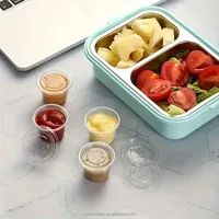 Gobelets à condiments jetables transparents de qualité alimentaire, petits gobelets à gelée avec couvercles, étanches, empilables, 0,5 oz-5,5 oz