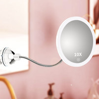 Miroir cosmétique M7 à col de cygne grossissant 10X, éclairé par LED, rotatif, portable, mini, en plastique, à prix de gros