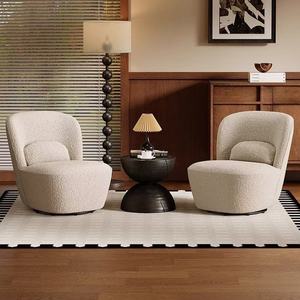 Muebles de Salón 2026, Sillas Modernas para Sala de Espera de Hotel, Sillón Individual Cómodo de Lana de Cordero, Sillón Giratorio de Estilo Bouclé - Product Image 1