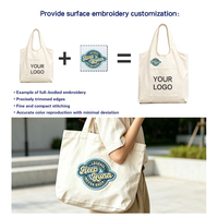 Tas Kanvas Kosong Harga Kompetitif dengan Pegangan Tahan Lama Logo Kustom Ruang Luas Tas Reusable untuk Jalan-Jalan, Perjalanan, Liburan