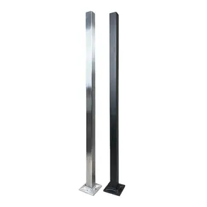 Modern Design 40*40mm Square Newel Post Pre-Drilled With Holes Satin Mirror Stainless Steel Railing For Indoor Staircase Use