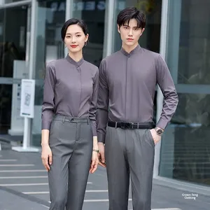 100% bông MP Phong cách Trung Quốc đứng lên áo <span class=keywords><strong>s</strong></span>ơ mi dài tay retro đồng phục phong cách quốc gia cho cuộc họp thường niên Trung <span class=keywords><strong>S</strong></span>ơn tiệc - Product Image 1