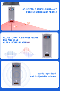 Panel năng lượng mặt trời âm thanh hình ảnh báo động nhấp nháy LED cảnh báo ánh sáng hồng ngoại cảm biến chuyển động 120dB địa phương báo động - Product Image 5