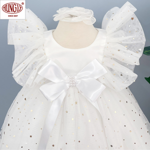 Venta al por mayor 100% algodón adorable bebé Nochebuena vestido cuello redondo hasta la rodilla silueta punto vestido en capas - Product Image 2